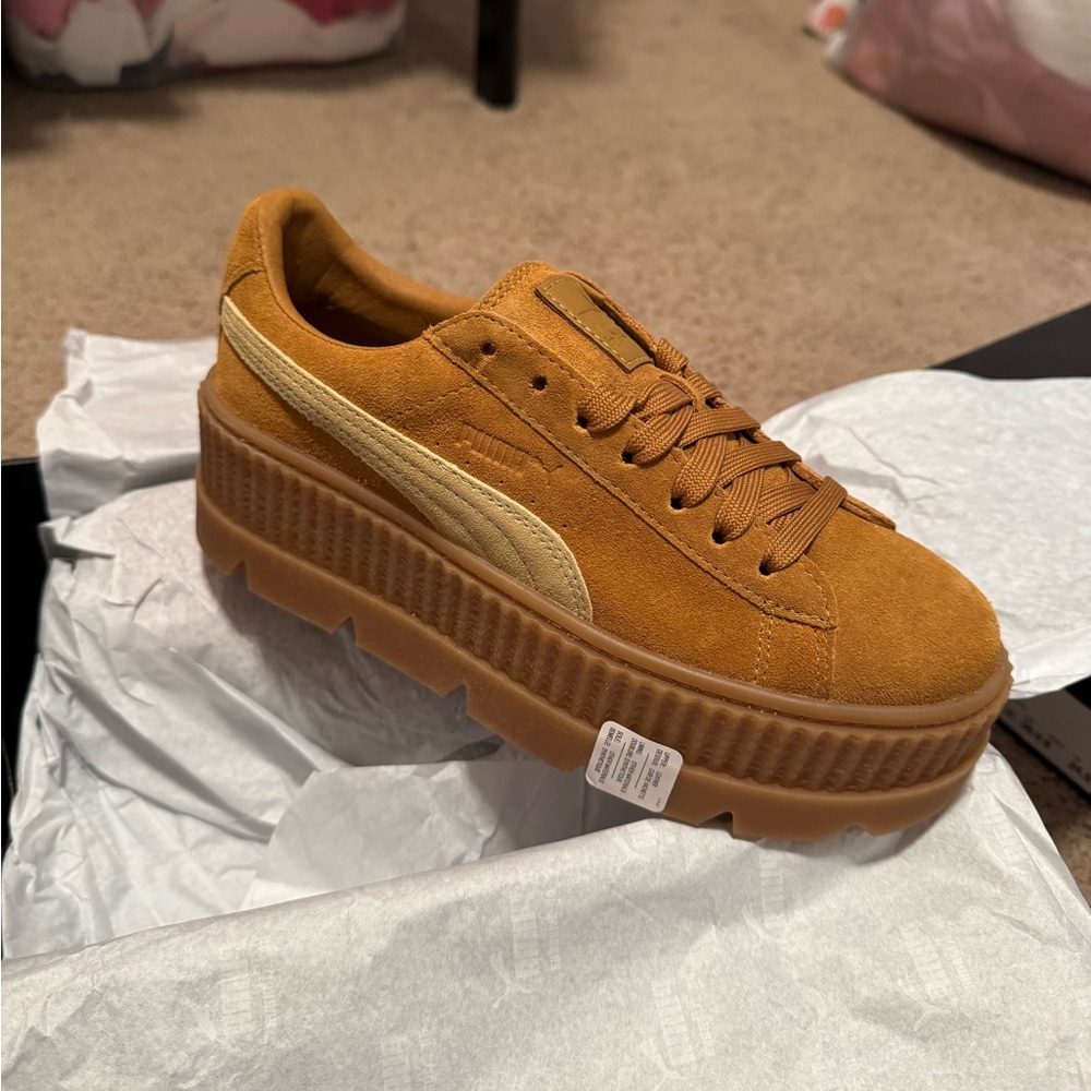 FENTY Golden Brown Creeper Suede Shoes